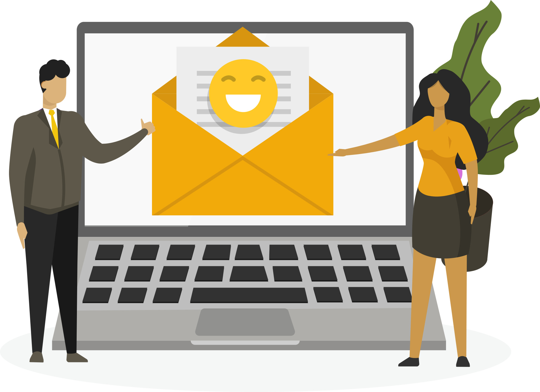 Email marketing ilustracija sa grafikonima i emailovima