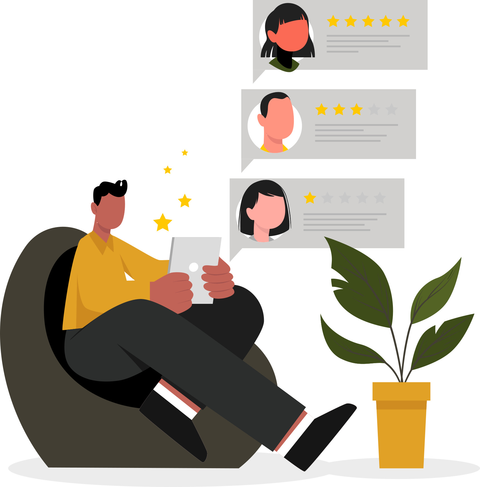 Profesionalna izrada sajtova - korisnik čita recenzije i istražuje brendove online