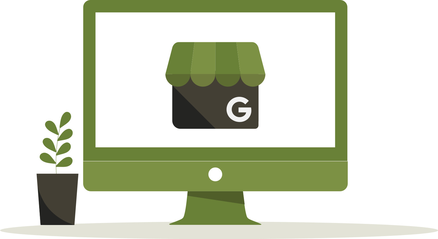 Google My Business profil prikazan na monitoru računara sa ikonom prodavnice